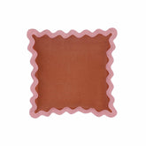 Scalloped Edge Pink and Terracotta Linen Throw Pillow Model: TOV-C18607